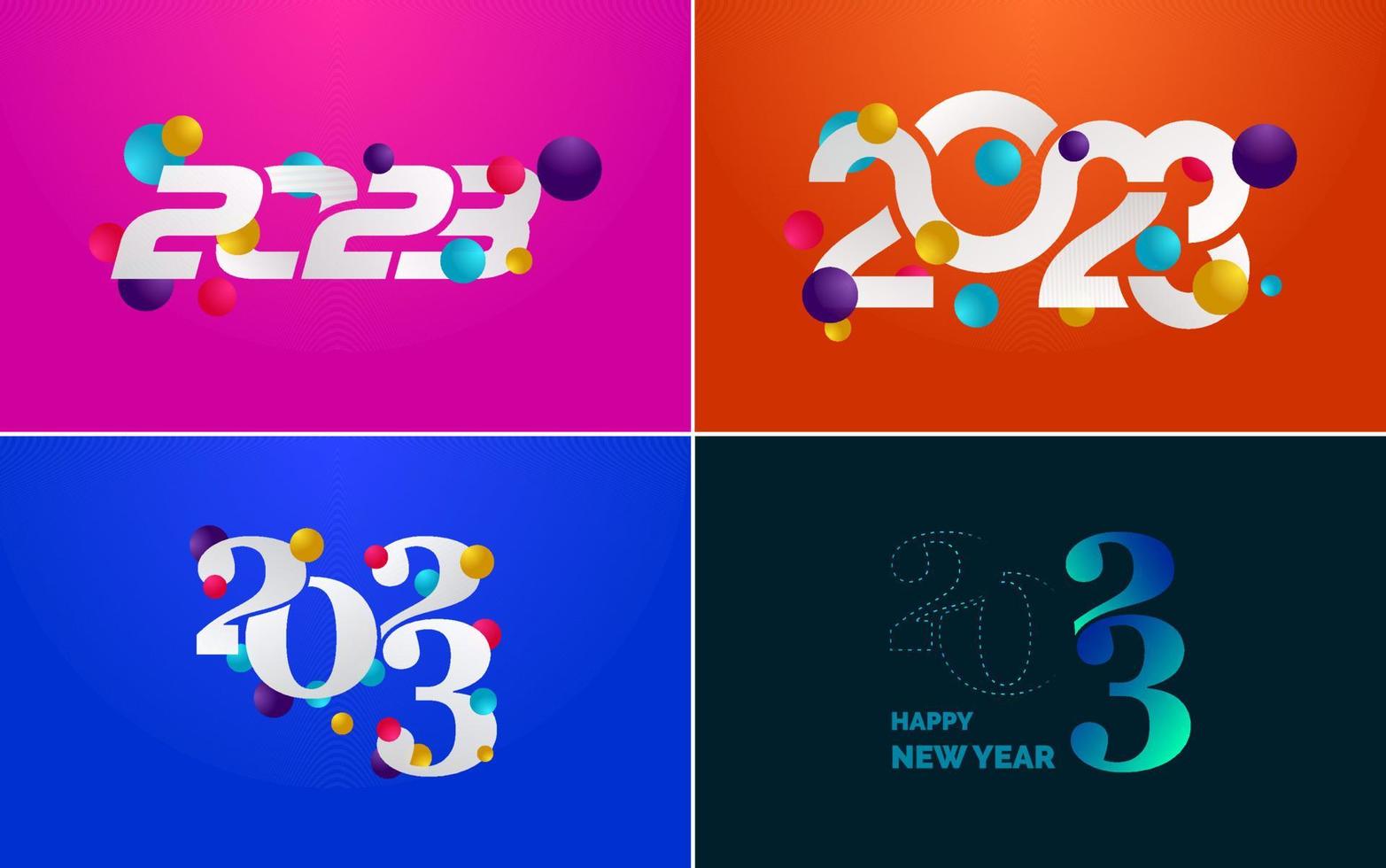 gran conjunto de diseño de texto del logo de feliz año nuevo 2023. Plantilla de diseño de número 2023. colección de símbolos de feliz año nuevo 2023 vector