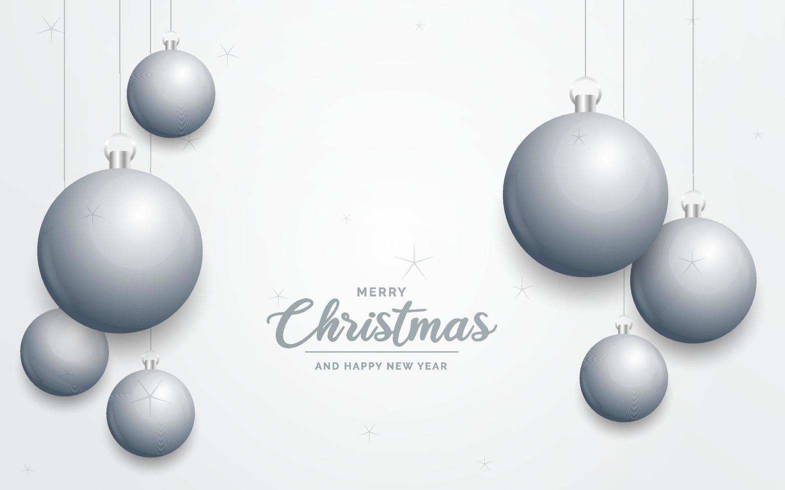 Elegant shiny white Christmas background with Silver baubles and place for text vector