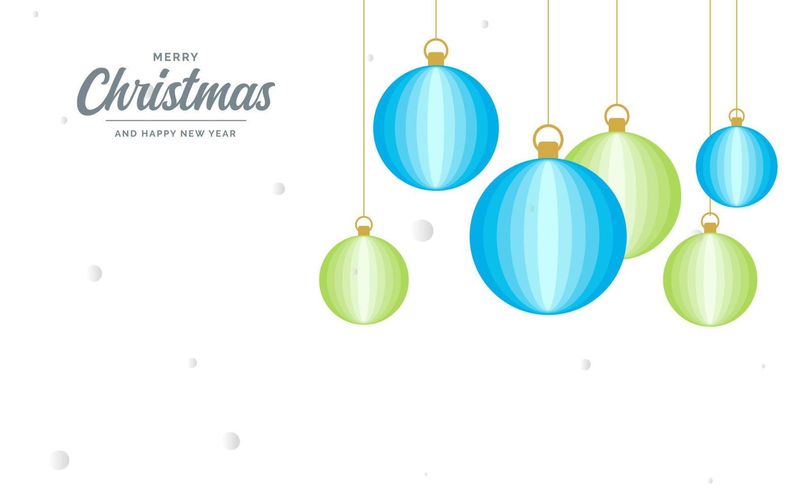 Flat merry christmas Glossy  decorative Ball elements hanging background vector