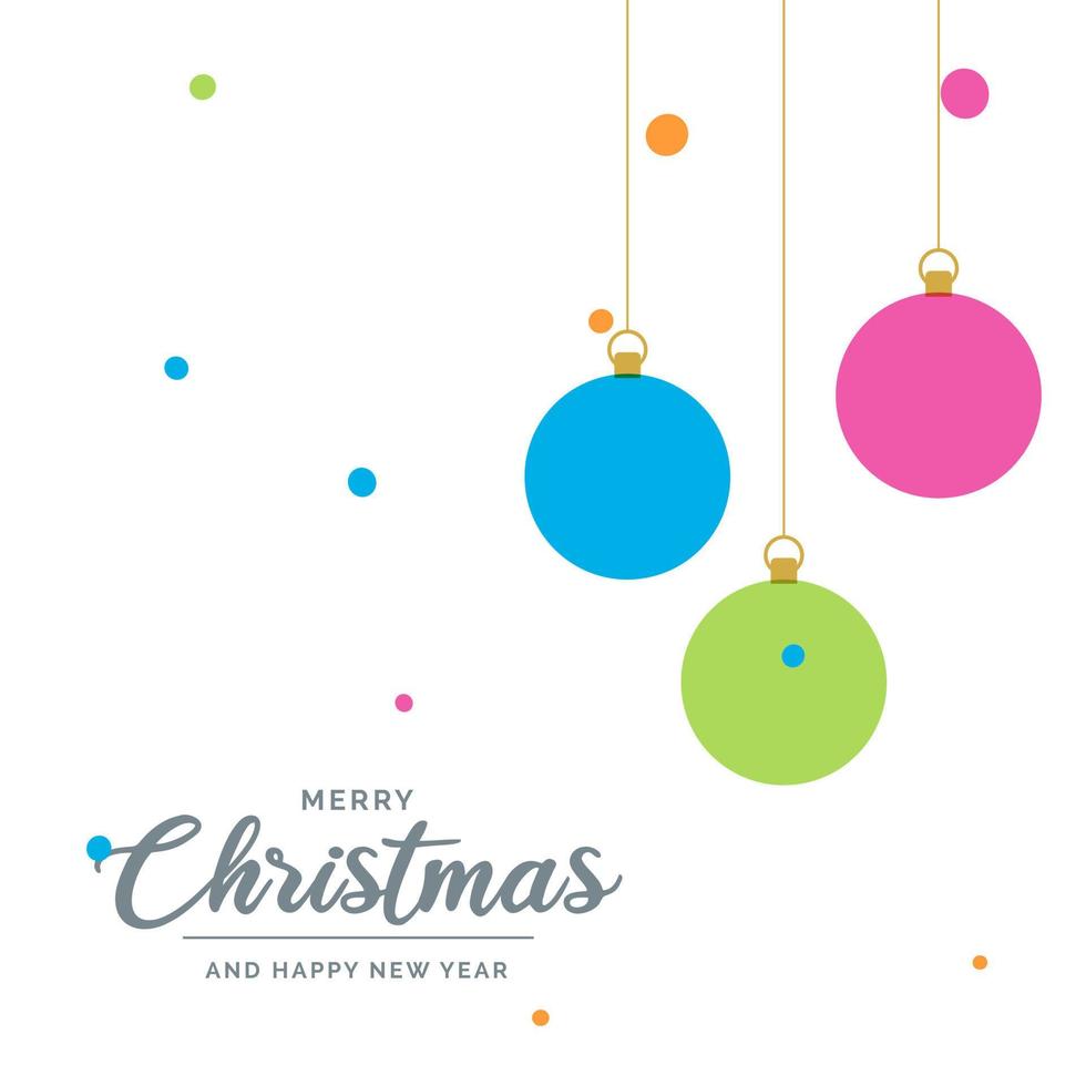 Flat merry christmas decorative Ball elements hanging background vector