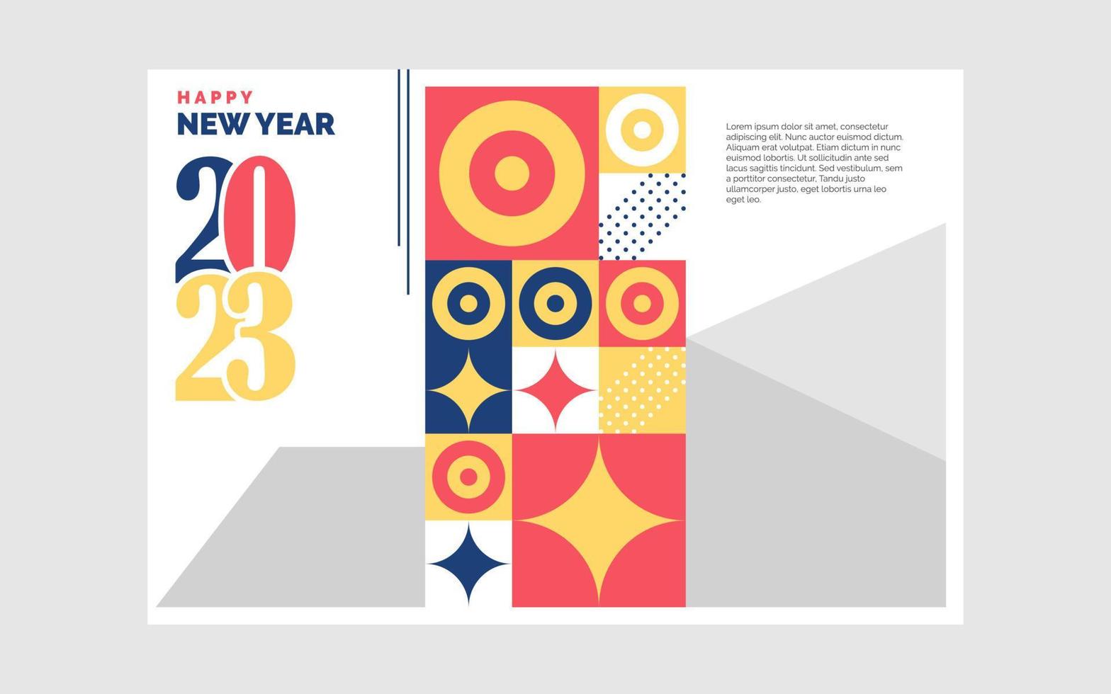 Diseño de folleto tríptico 2023. feliz año nuevo plantilla vector