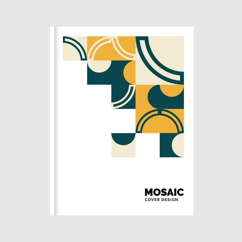 Colorful geometric Mosaic Book Cover Design. Vector Illustration