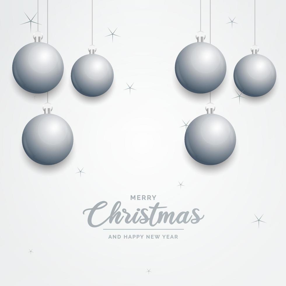 Elegant shiny white Christmas background with Silver baubles and place for text vector