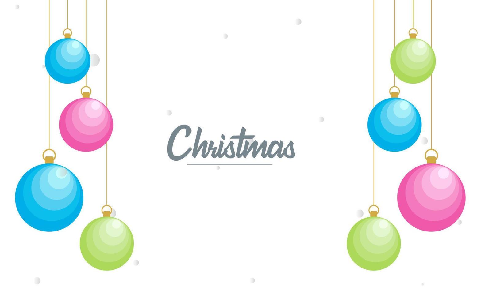 plano feliz navidad brillante bola decorativa elementos colgando fondo vector