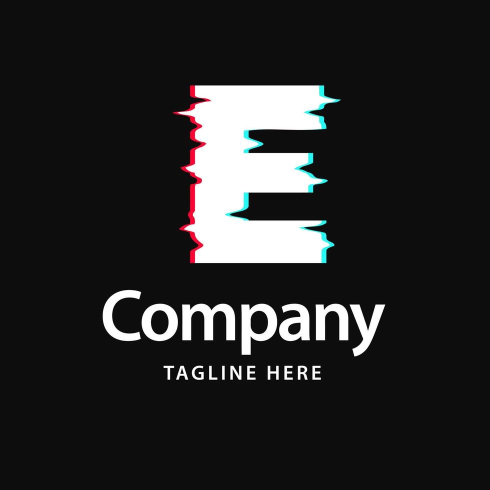 E Glitch Logo. Business Brand identity design vector