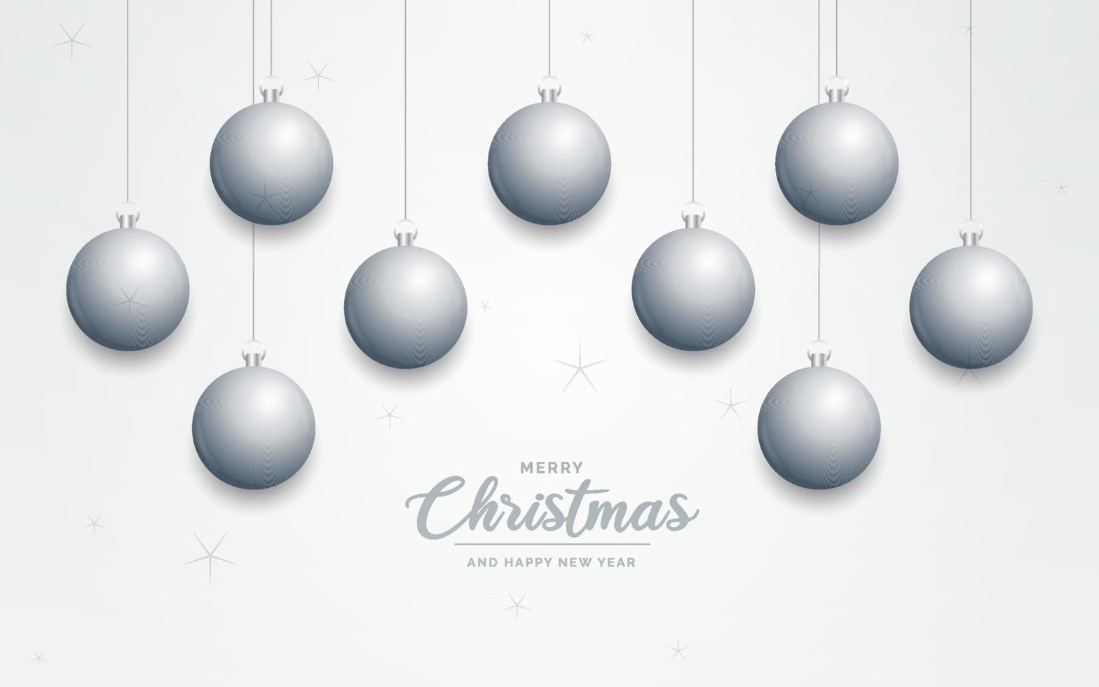 Elegant shiny white Christmas background with Silver baubles and place for text vector