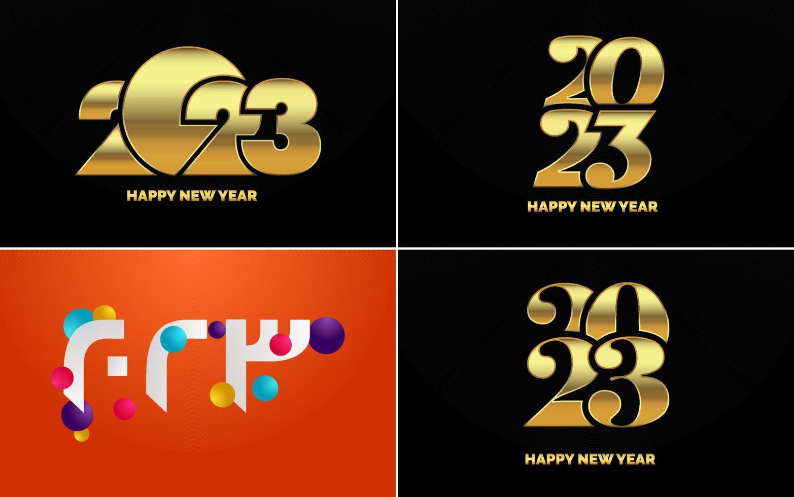 Happy New Year 2023 text design Pack. for Brochure design template. card. banner vector