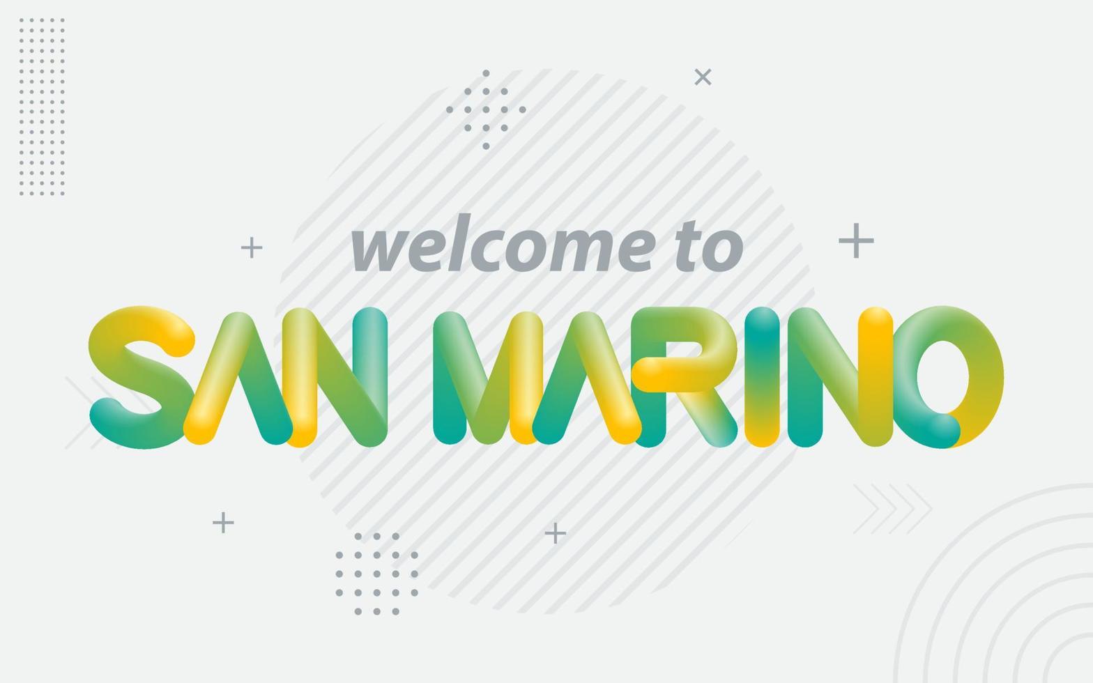 bienvenido a san marino. tipografía creativa con efecto de mezcla 3d vector