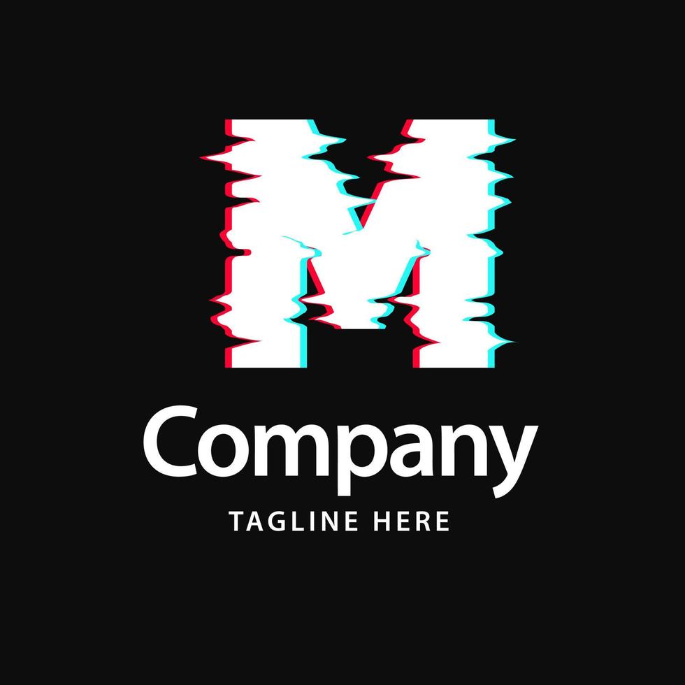 M Glitch Logo. Business Brand identity design vector