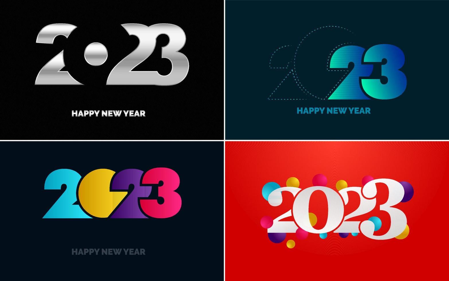 Happy New Year 2023 text design Pack. for Brochure design template. card. banner vector