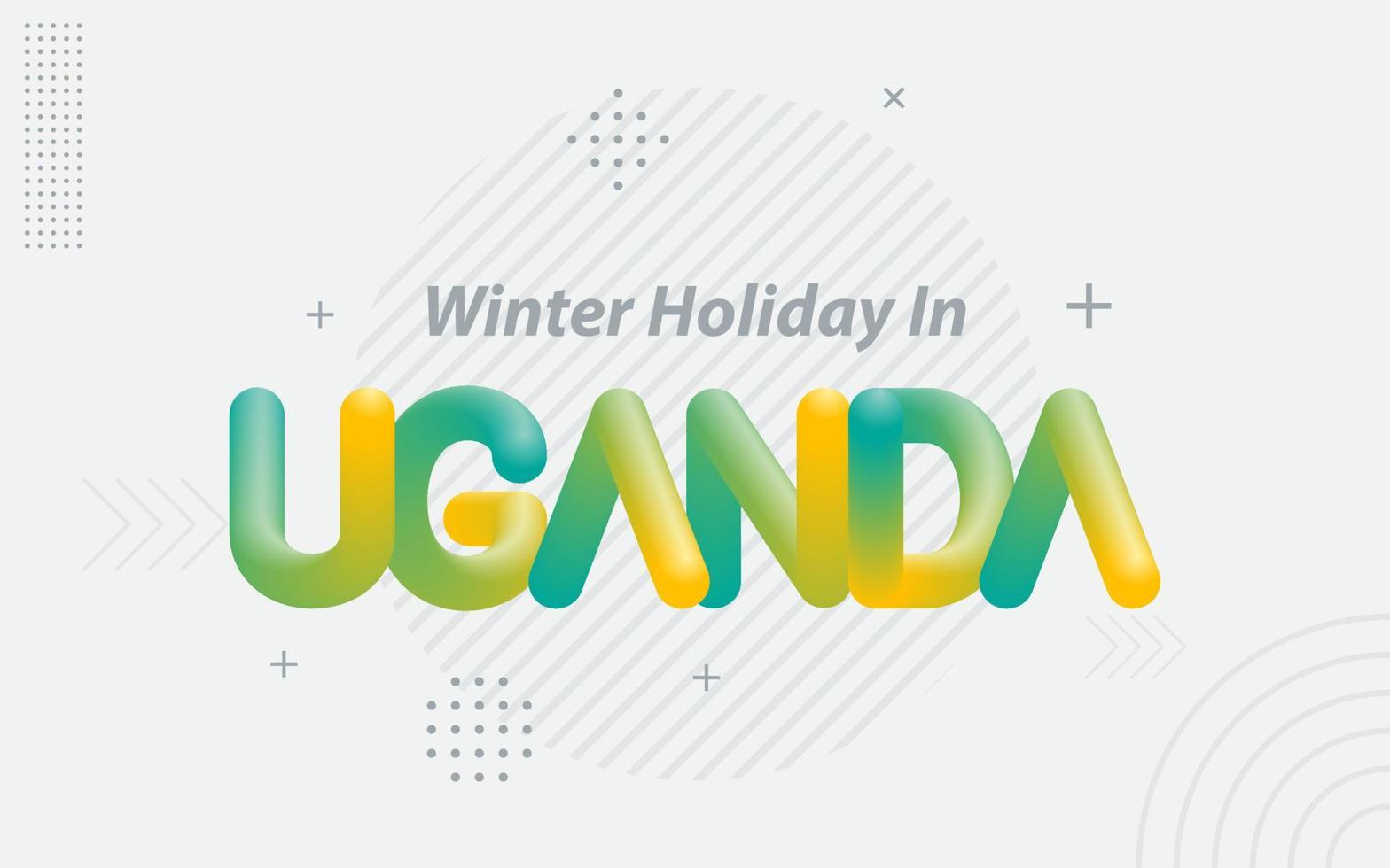 Winter Holiday in Uganda. Creative Typography with 3d Blend effect vector