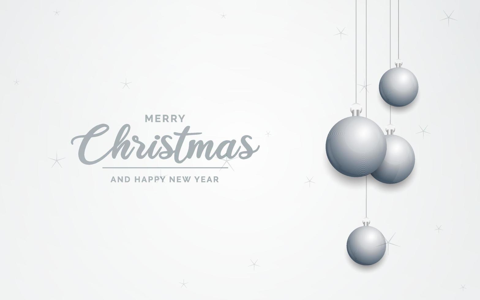 Elegant shiny white Christmas background with Silver baubles and place for text vector