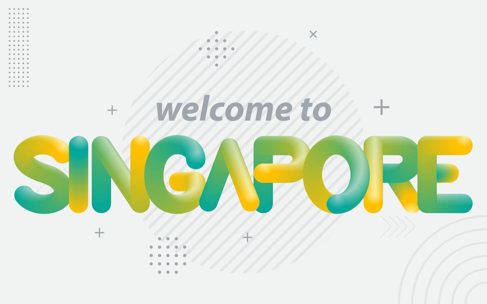 bienvenido a Singapore. tipografía creativa con efecto de mezcla 3d vector