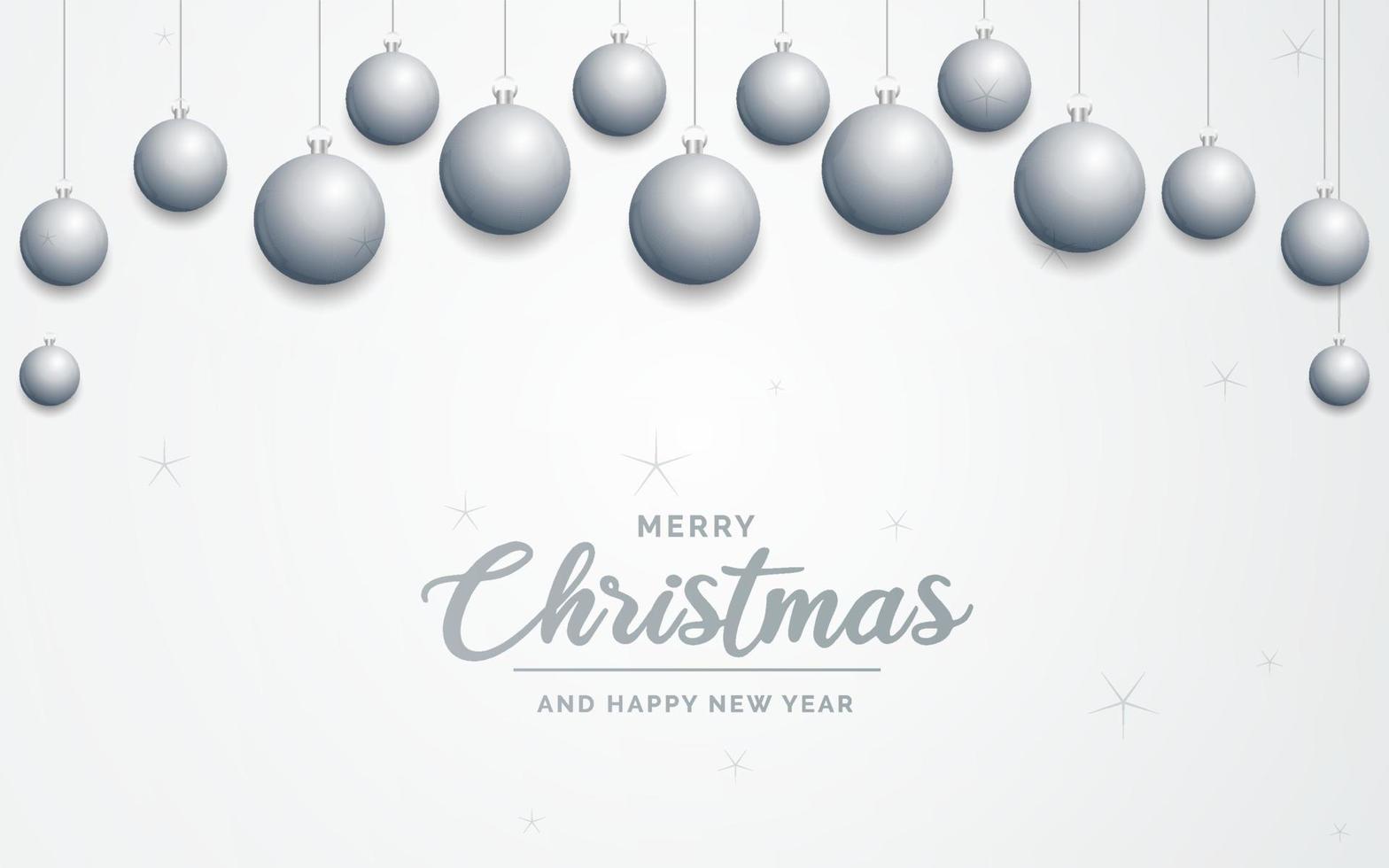Elegant shiny white Christmas background with Silver baubles and place for text vector