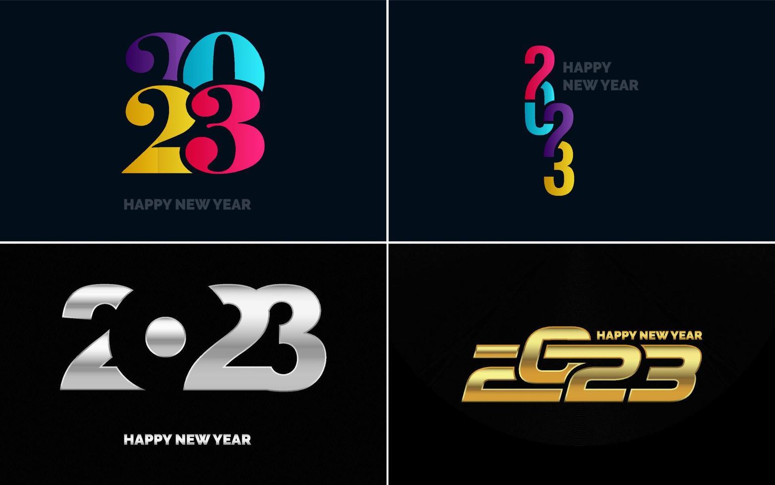 Happy New Year 2023 text design Pack. for Brochure design template. card. banner vector