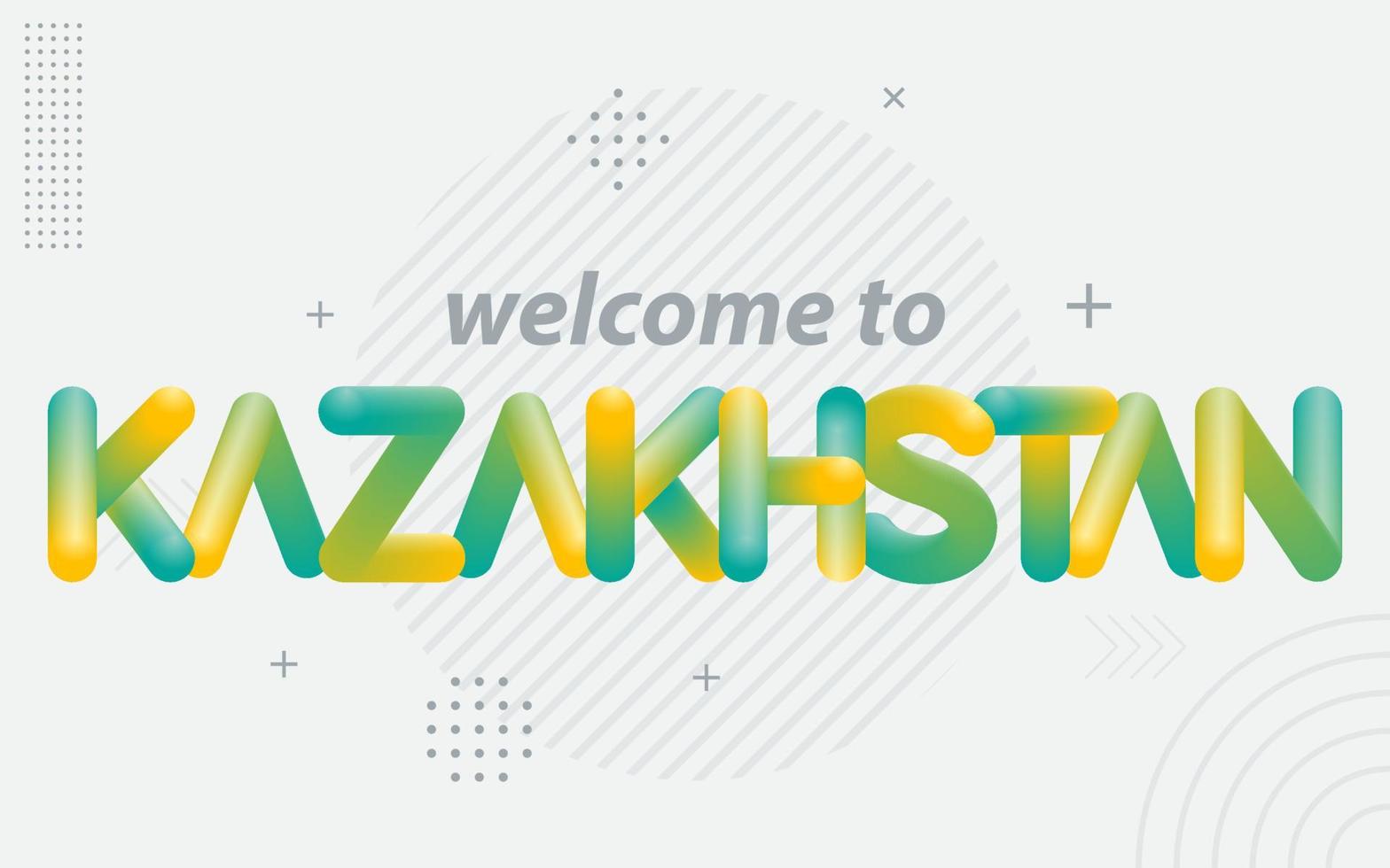 bienvenido a kazajstán. tipografía creativa con efecto de mezcla 3d vector