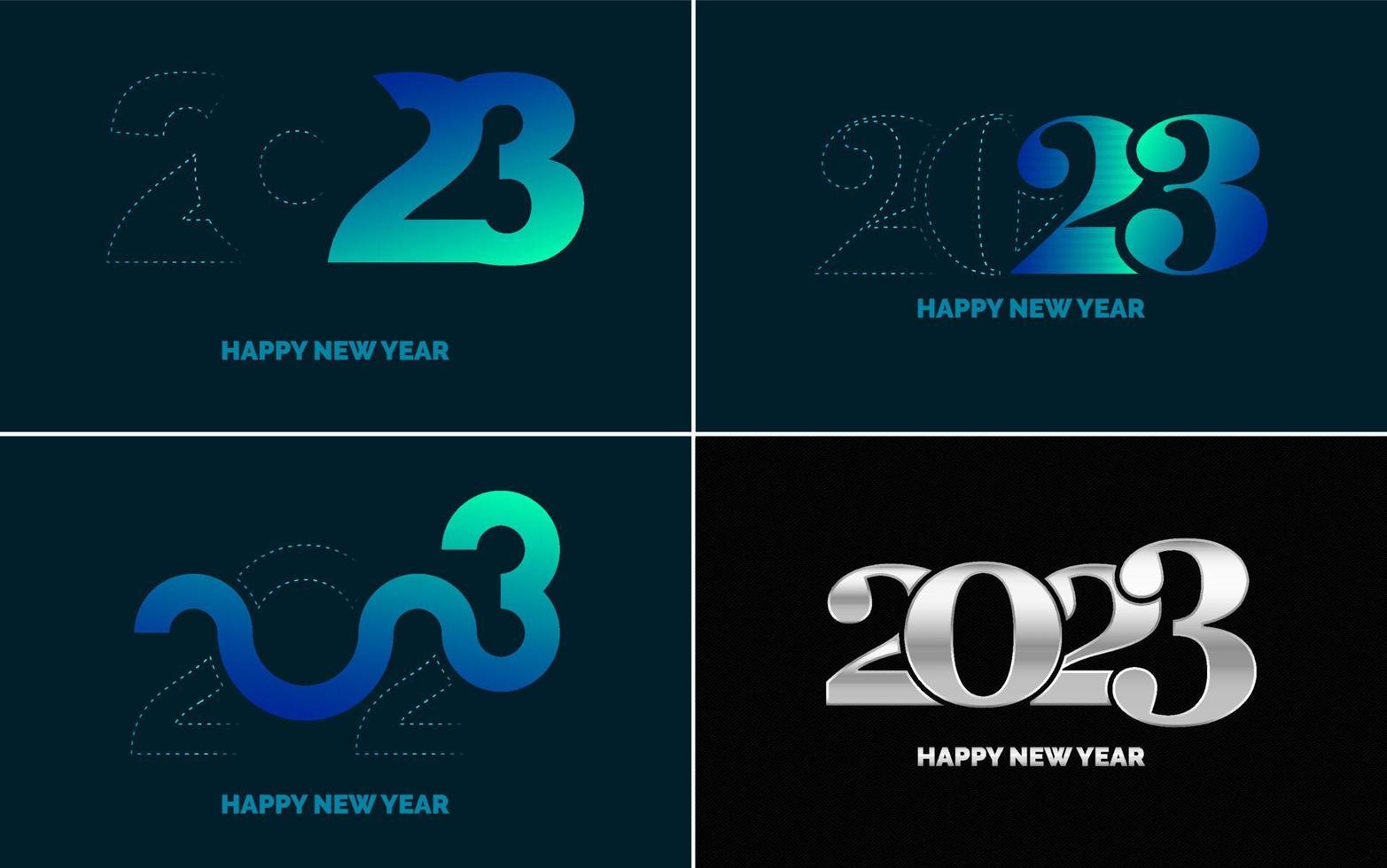 gran conjunto 2023 feliz año nuevo diseño de texto de logotipo negro. Plantilla de diseño de 20 23 números. colección de símbolos de 2023 feliz año nuevo vector