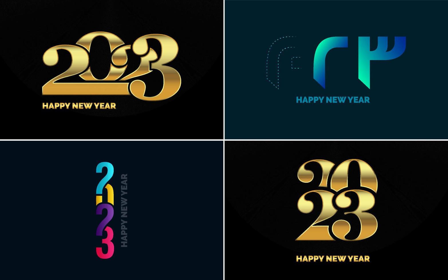 Set of logo design 2023 Happy New Year. 2023 number design template. Christmas decor 2023 Happy New Year symbols. Modern Xmas design for banner. social network. cover and calendar vector