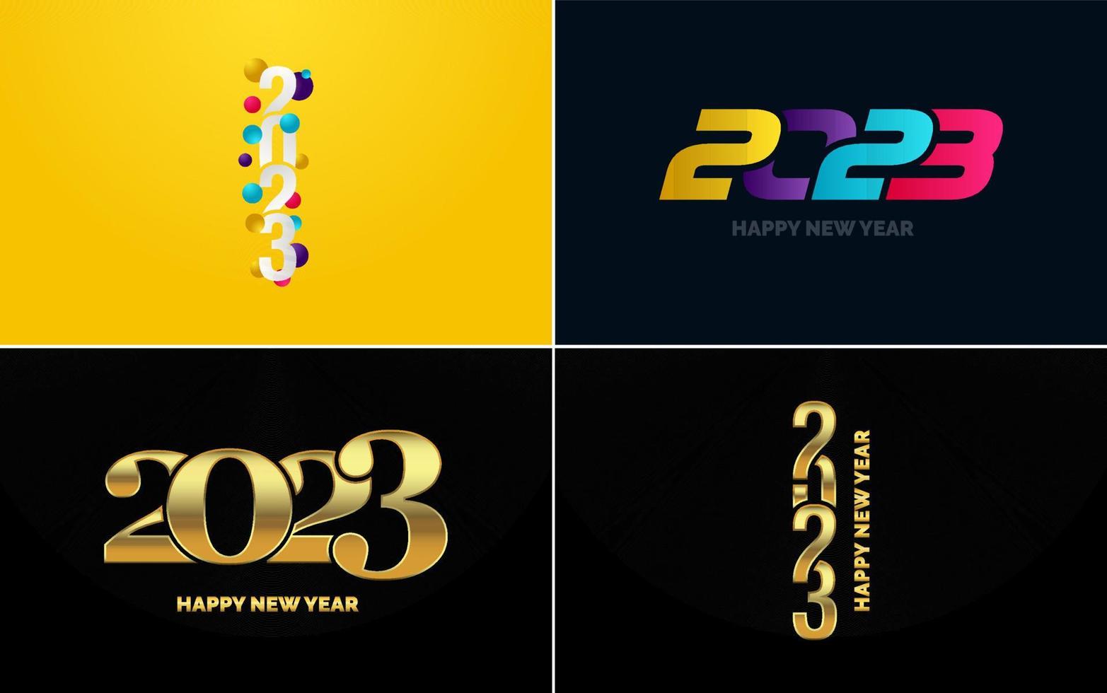 Big Set of 2023 Happy New Year logo text design. 2023 number design template. Collection of 2023 Happy New Year symbols vector