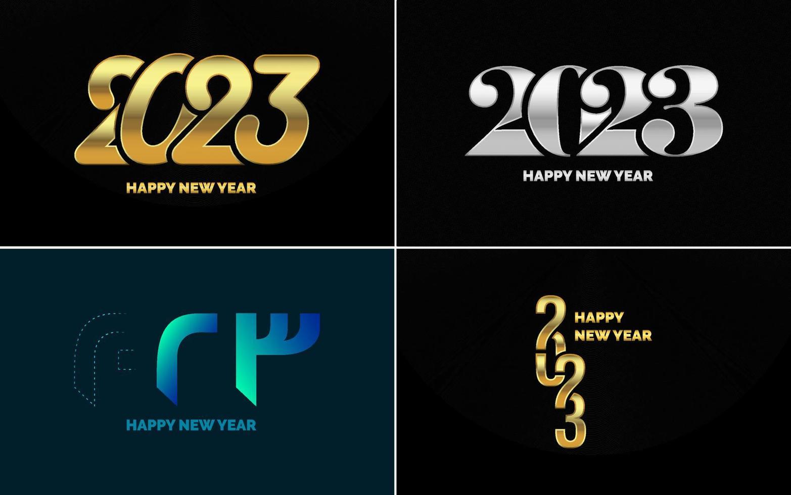 conjunto de diseño de logotipo 2023 feliz año nuevo. Plantilla de diseño de número 2023. decoración navideña 2023 símbolos de feliz año nuevo. diseño moderno de navidad para banner. red social. portada y calendario vector