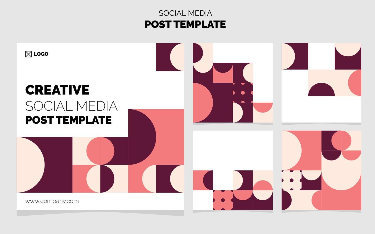 Social Media Post Template Pack. 5 Different Post Design Geometric Background vector