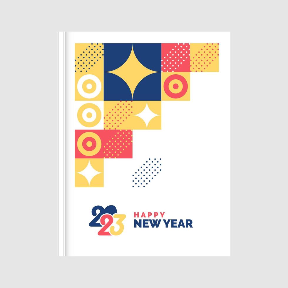 diseño de portada de libro geométrico feliz año nuevo 2023 vector