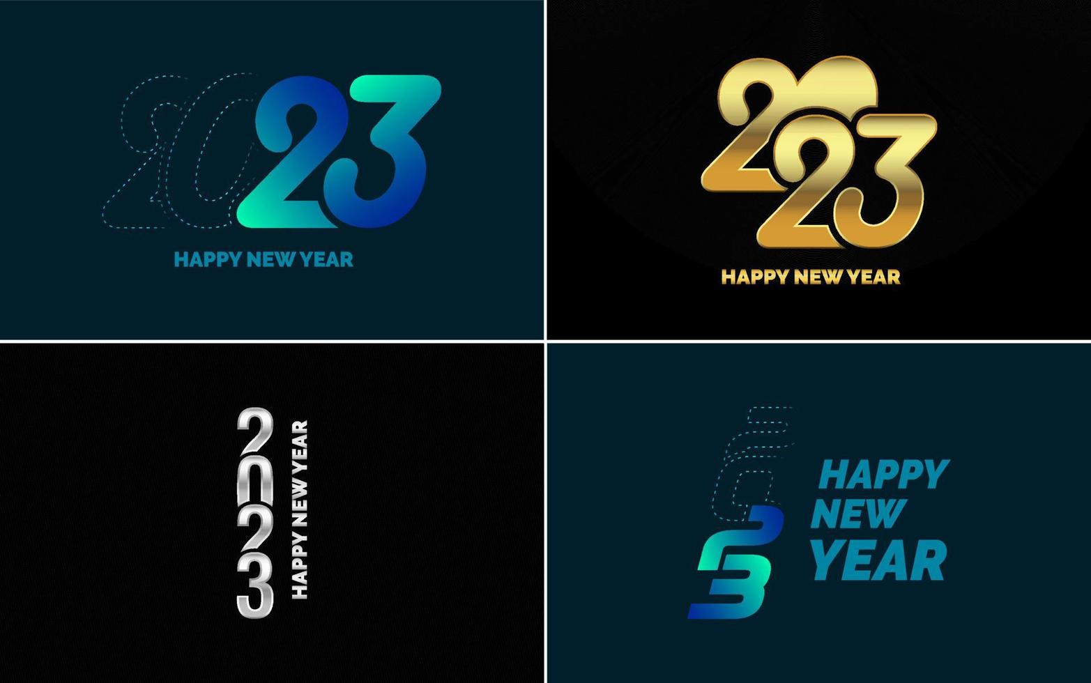 Big Set of 2023 Happy New Year logo text design. 2023 number design template. Collection of 2023 Happy New Year symbols vector