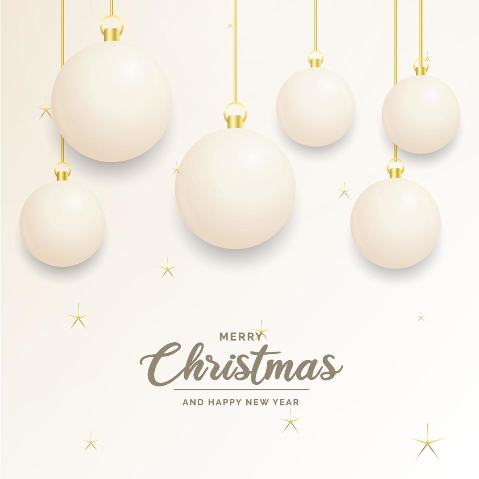 Festive Christmas decoration White and gold christmas balls for website. social networks. blog or your video channel vector