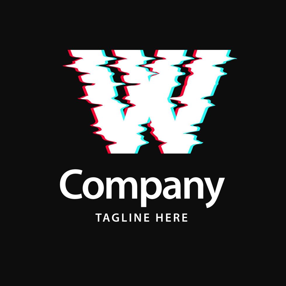 W Glitch Logo. Business Brand identity design vector