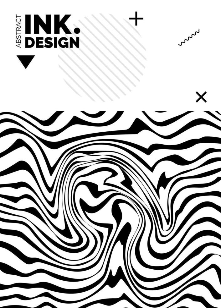 Black Lines Poster Template. Trendy abstract wavy backgrounds. vector