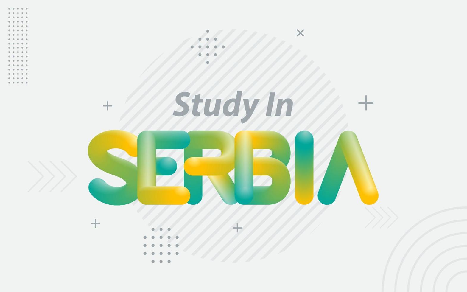 estudiar en serbia tipografía creativa con efecto de mezcla 3d vector