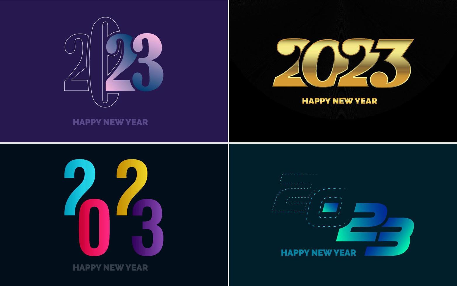 Happy New Year 2023 text design Pack. for Brochure design template. card. banner vector