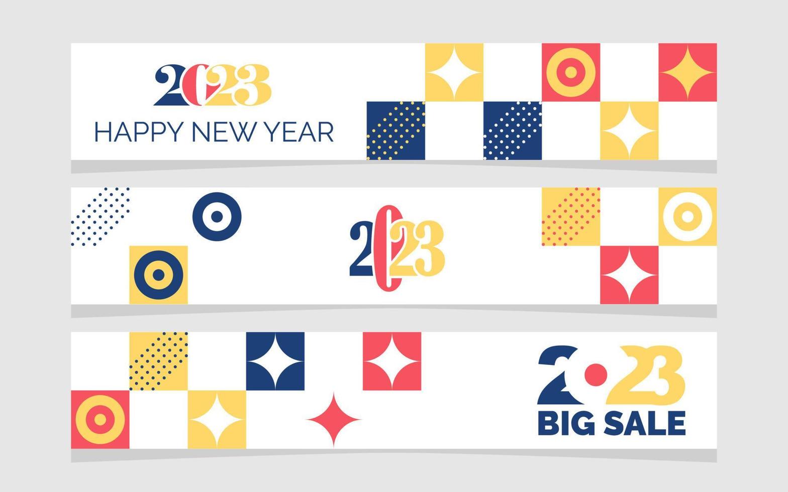 feliz año nuevo 2023 conjunto de diseño de banner de gran venta vector