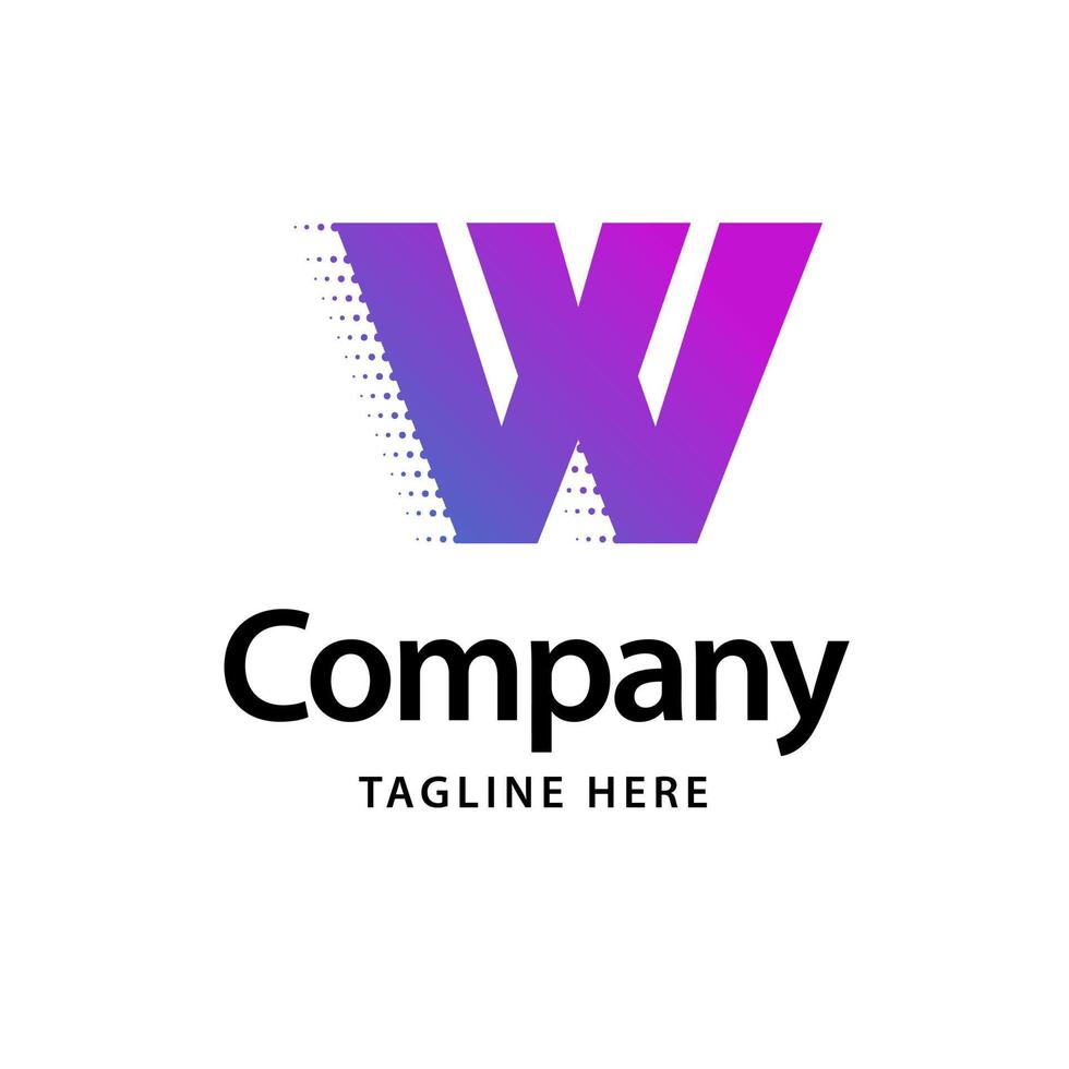 w logotipo morado. diseño de identidad de marca comercial vector