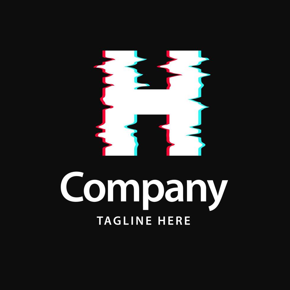 H Glitch Logo. Business Brand identity design vector