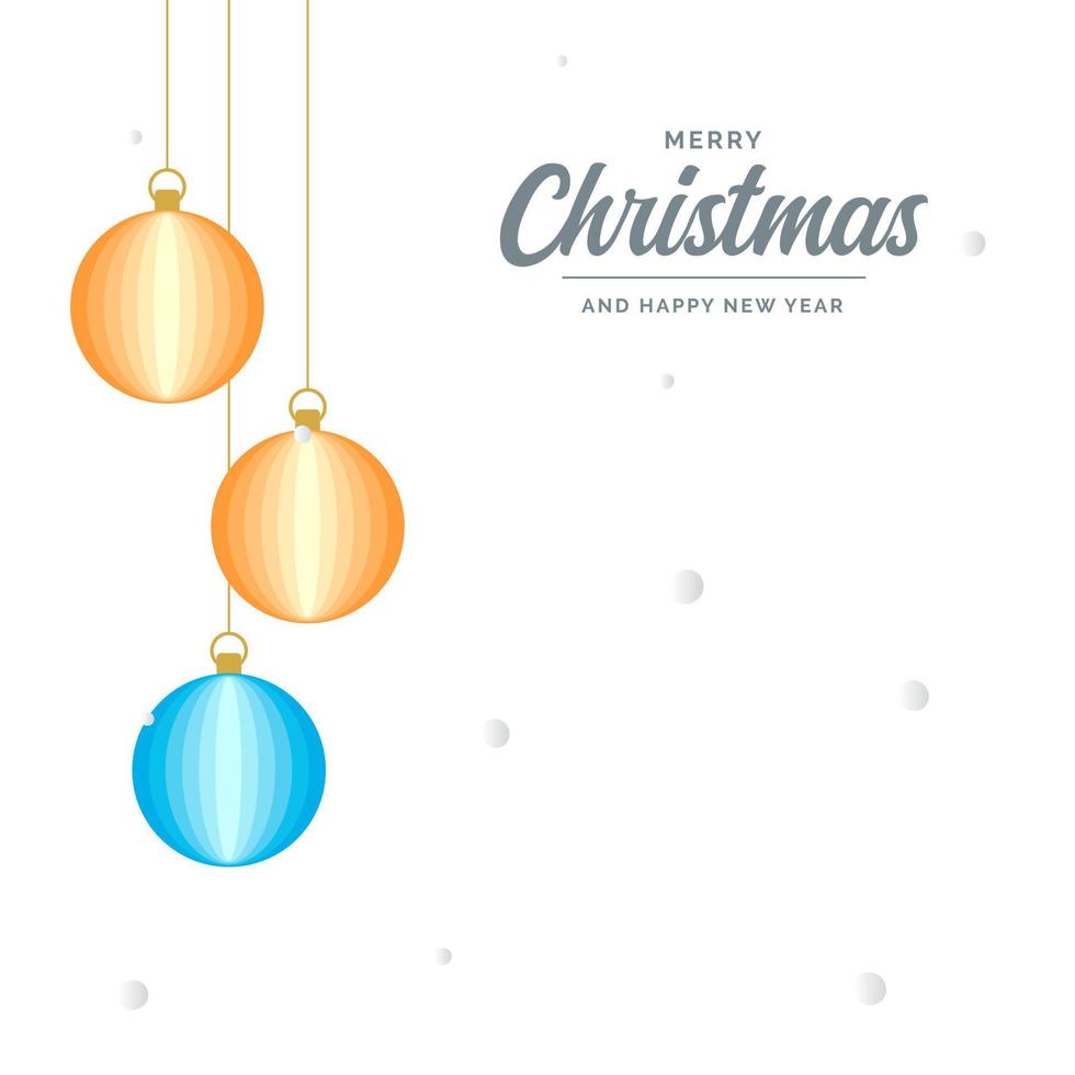 Flat merry christmas Glossy  decorative Ball elements hanging background vector