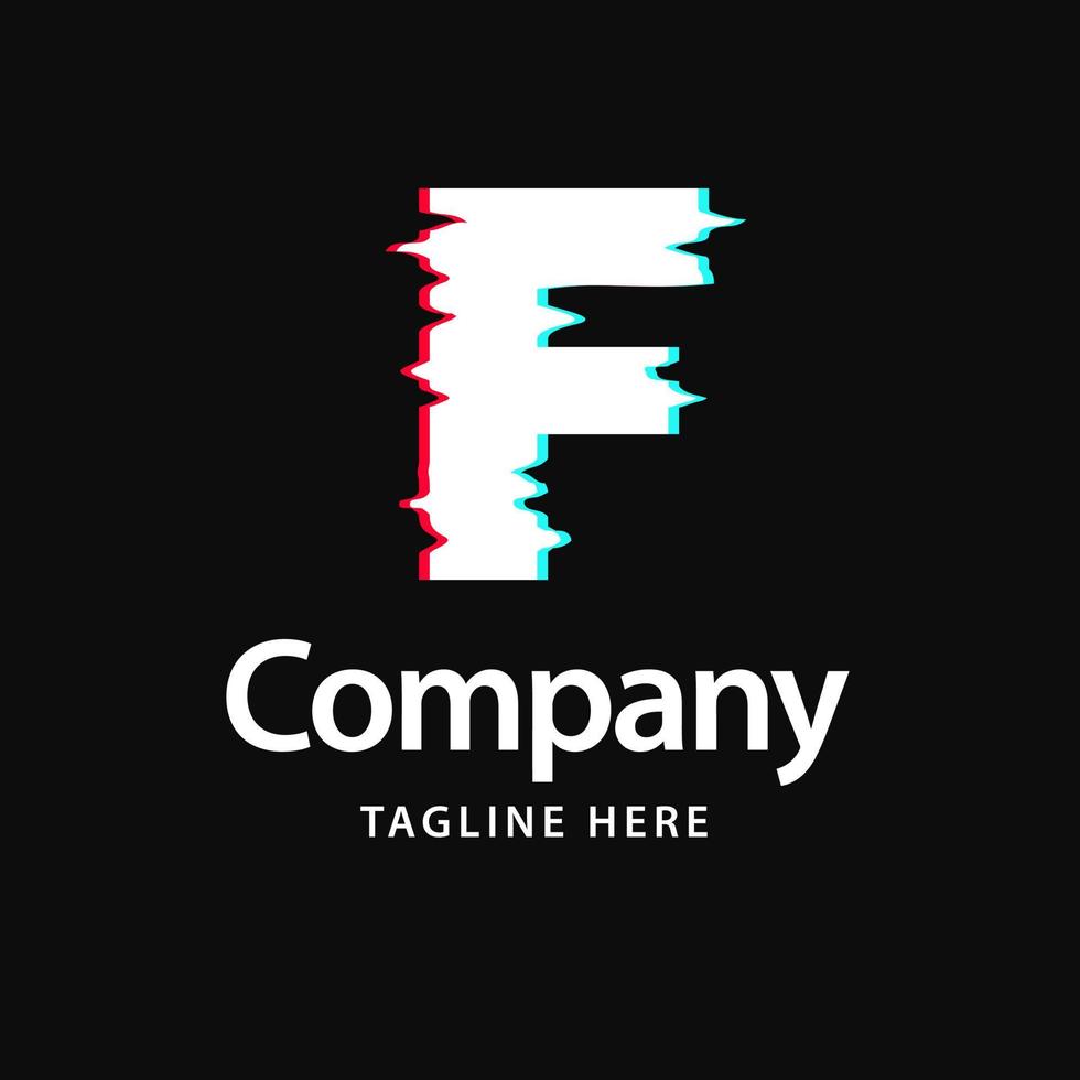 F Glitch Logo. Business Brand identity design vector