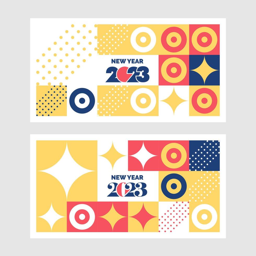 New year Banner 2023 Banner Set Design. Mosaic Background vector