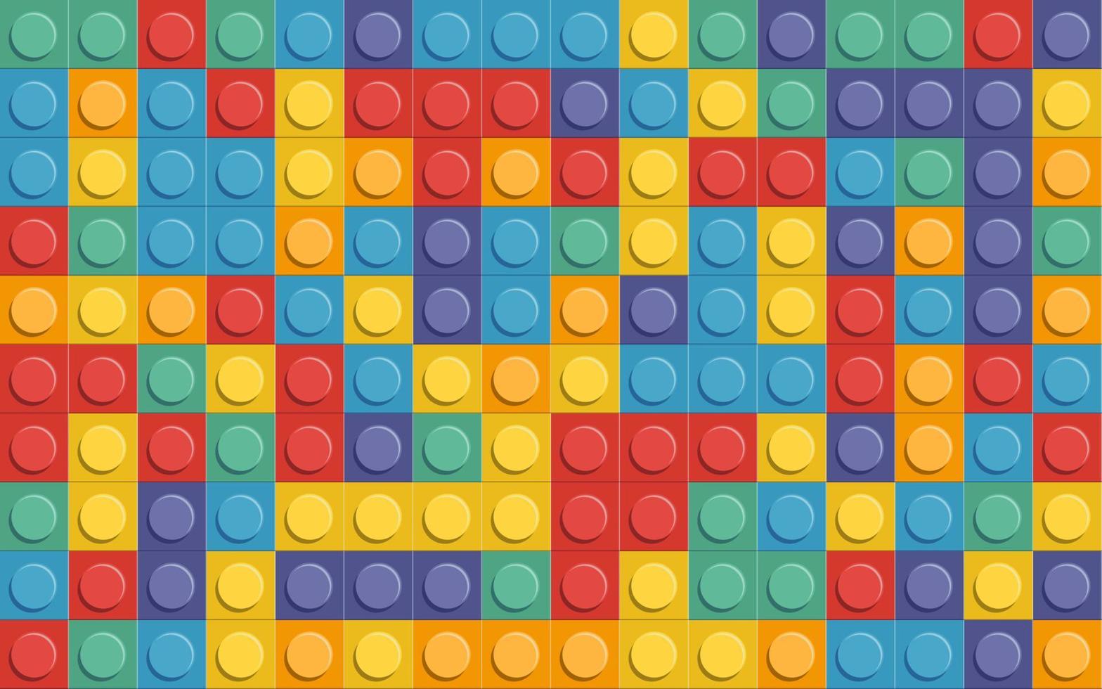 Perfect seamless pattern plastic parts. Bright kids Building brick vector