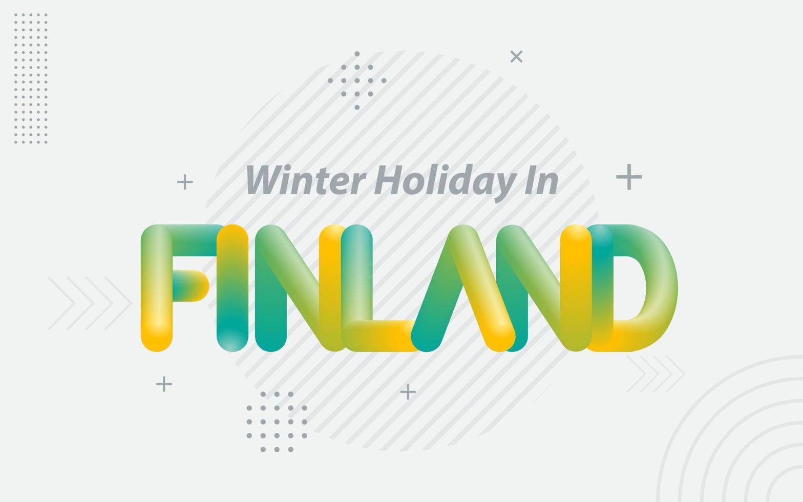 vacaciones de invierno en finlandia. tipografía creativa con efecto de mezcla 3d vector