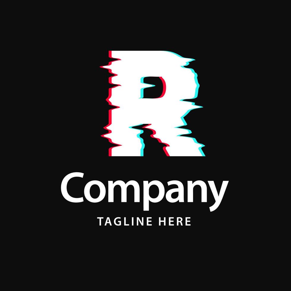 R Glitch Logo. Business Brand identity design vector