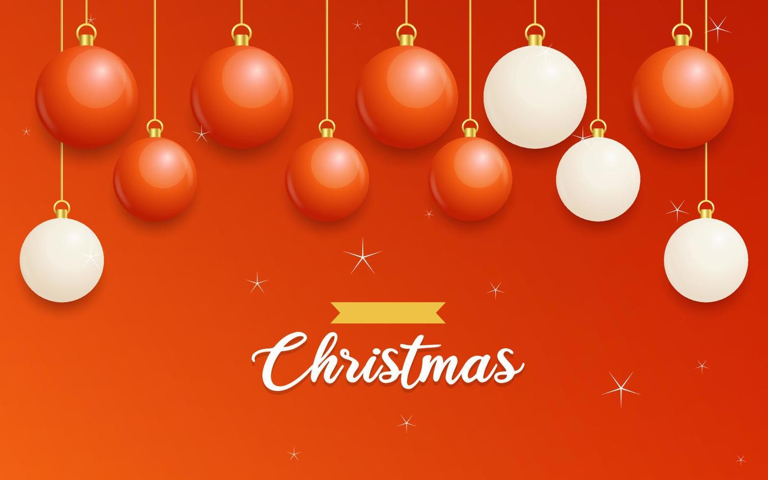 Merry Christmas Red Background with white and Red Hanging balls. Horizontal Christmas posters. greeting cards vector