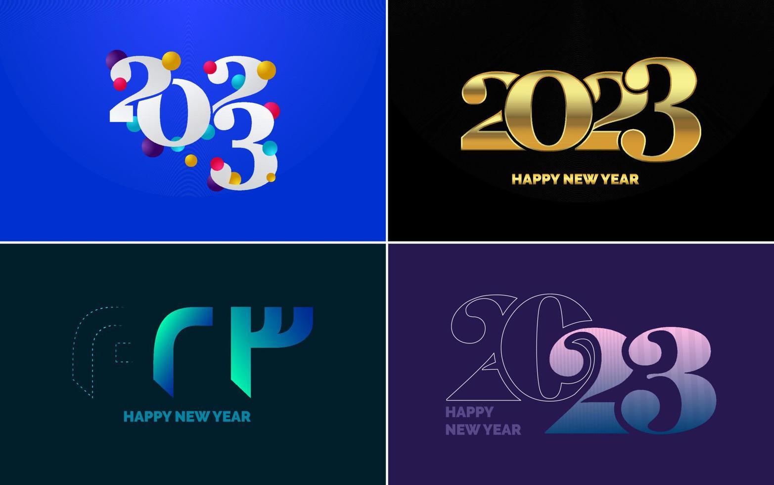 Happy New Year 2023 text design Pack. for Brochure design template. card. banner vector