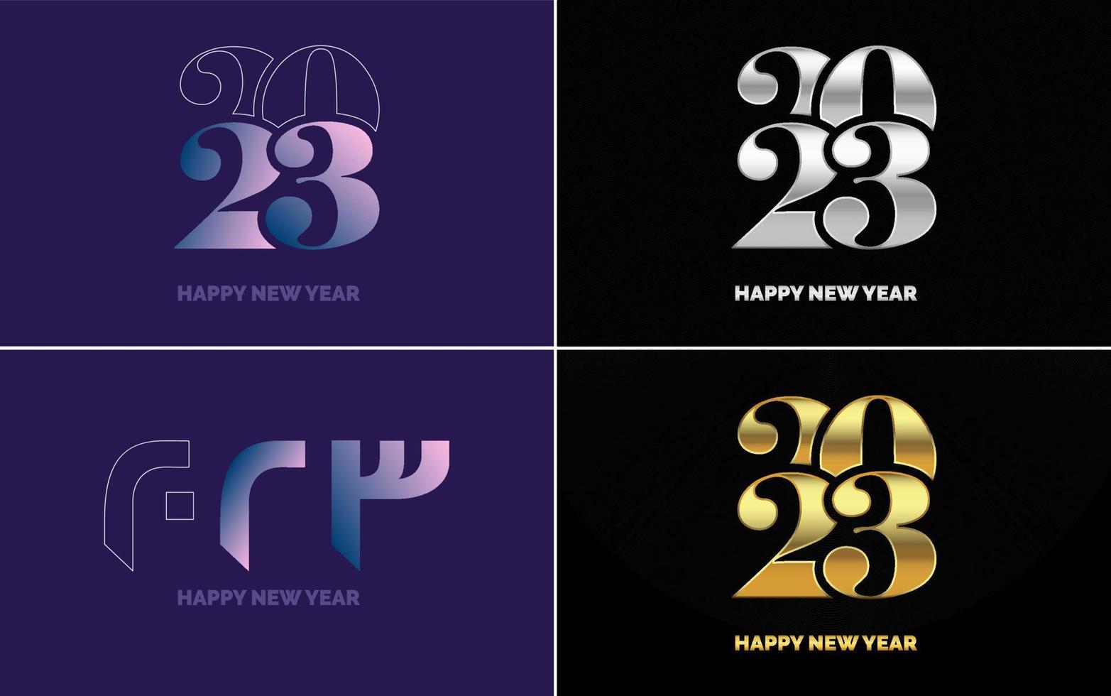 Happy New Year 2023 text design Pack. for Brochure design template. card. banner vector