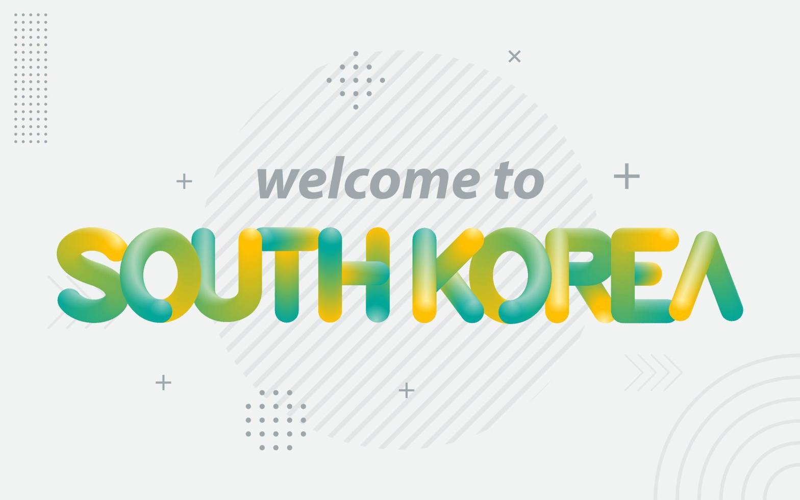 bienvenido a corea del sur. tipografía creativa con efecto de mezcla 3d vector