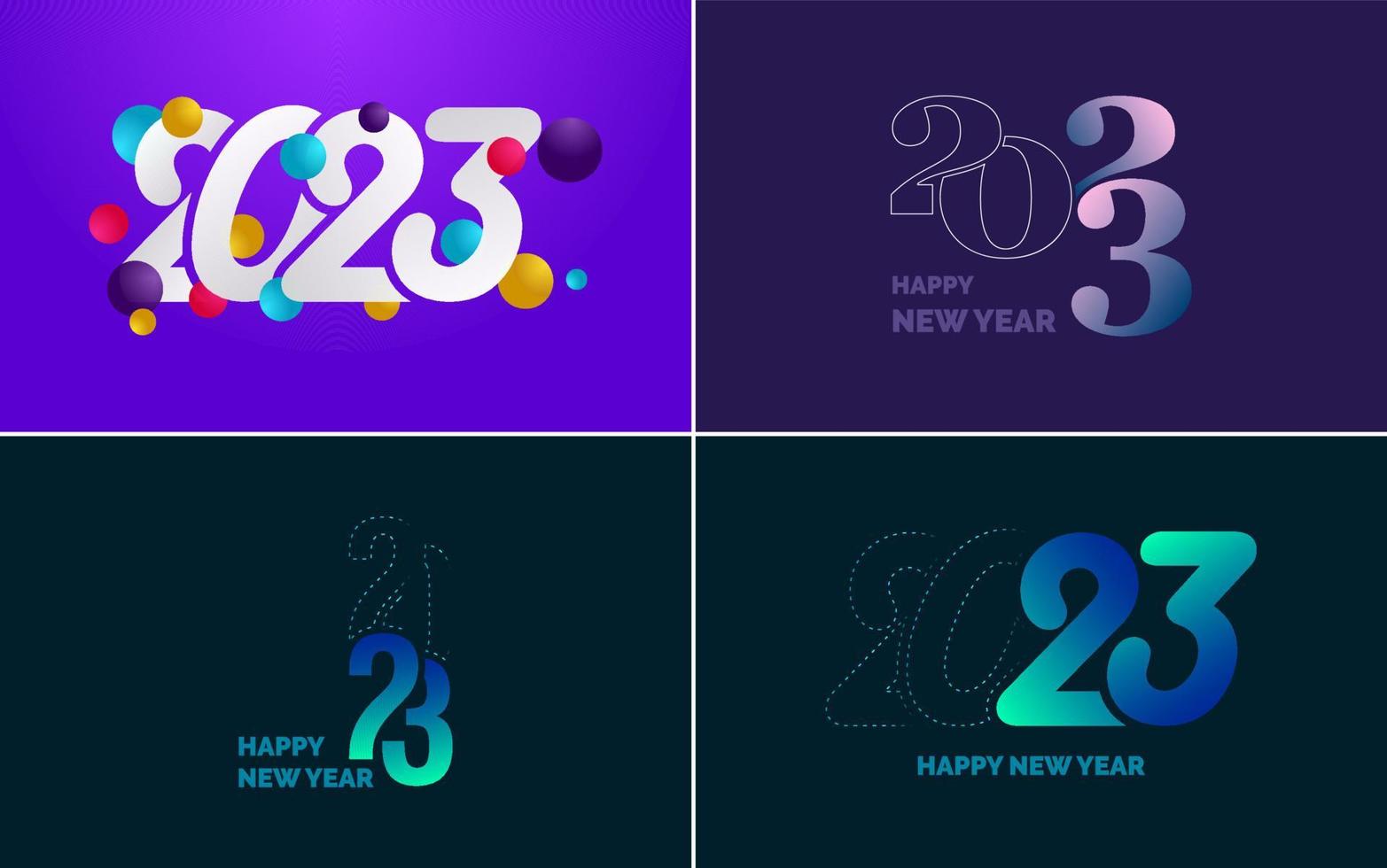 Happy New Year 2023 text design Pack. for Brochure design template. card. banner vector