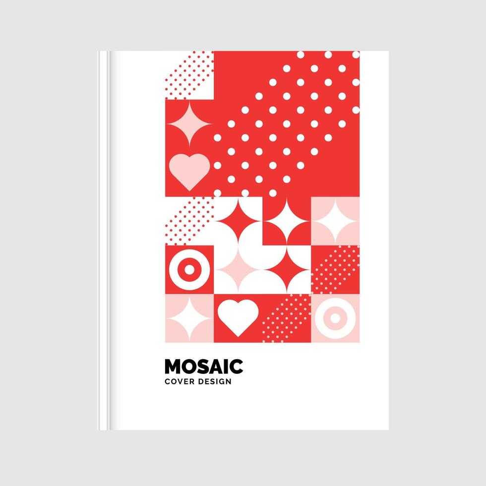 Colorful geometric Mosaic Book Cover Design. Vector Illustration