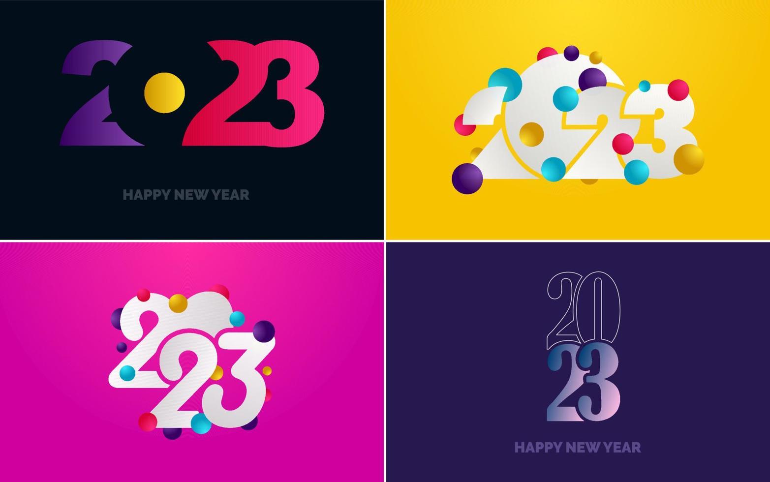 Big set 2023 Happy New Year black logo text design. 20 23 number design template. Collection of symbols of 2023 Happy New Year vector