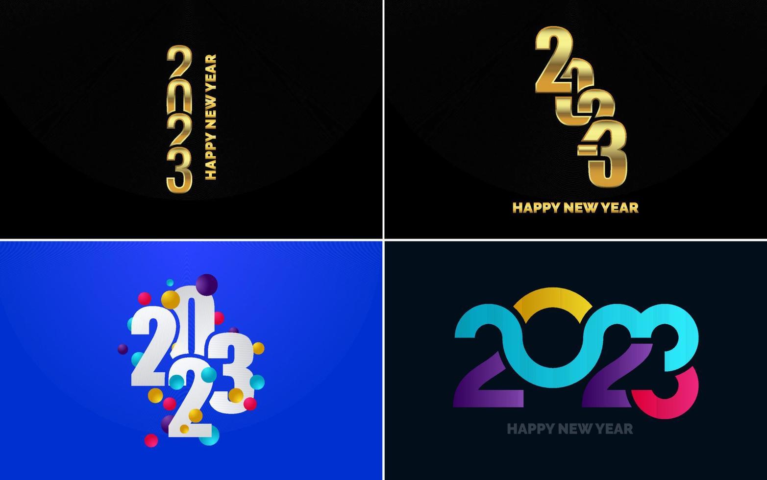 gran conjunto de diseño de texto del logo de feliz año nuevo 2023. Plantilla de diseño de número 2023. colección de símbolos de feliz año nuevo 2023 vector