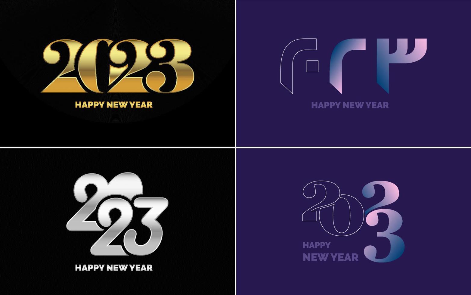 gran conjunto 2023 feliz año nuevo diseño de texto de logotipo negro. Plantilla de diseño de 20 23 números. colección de símbolos de 2023 feliz año nuevo vector